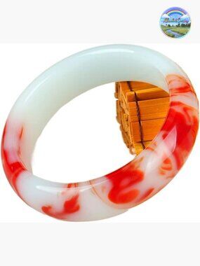 Natural Jade Bangle Bracelet Hand Carved Polished Amulet Luck Charm